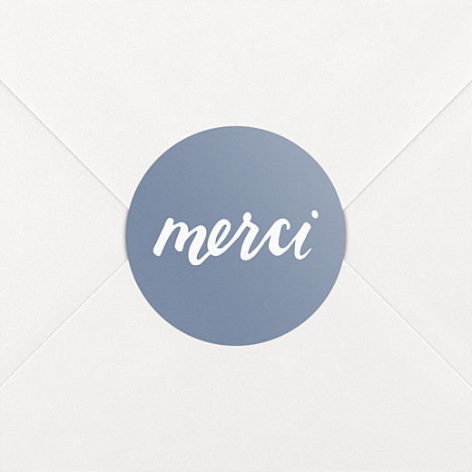 Stickers pour enveloppes mariage Merci bleu - Vue 1