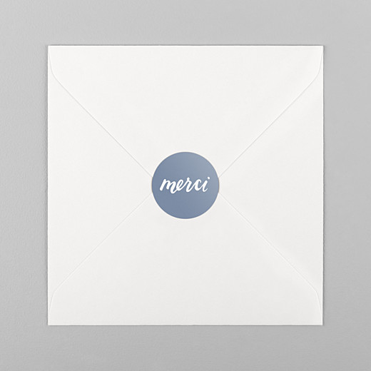 Stickers pour enveloppes mariage Merci bleu - Vue 1