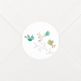 Stickers pour enveloppes naissance Oiseaux multicolores rose