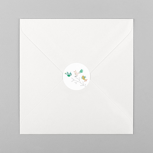 Stickers pour enveloppes naissance Oiseaux multicolores rose - Vue 1