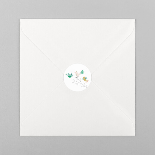 Stickers pour enveloppes naissance Oiseaux multicolores rose - Vue 2