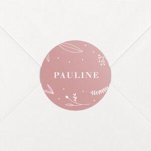 Stickers pour enveloppes naissance Élégant feuillage rose