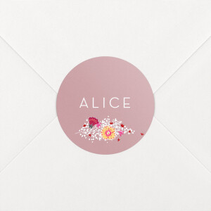 Stickers pour enveloppes naissance Gypsophile Rose