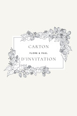 Carton d'invitation mariage Esquisse fleurie portrait blanc