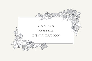 Carton d'invitation mariage Esquisse fleurie blanc