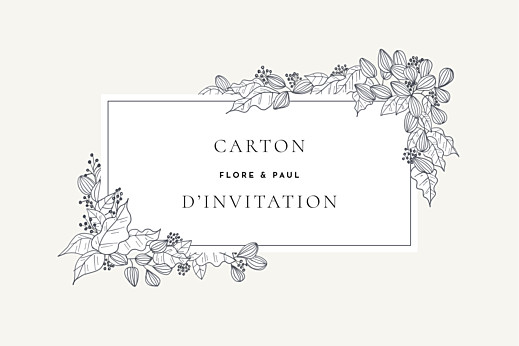 Carton d'invitation mariage Esquisse fleurie blanc