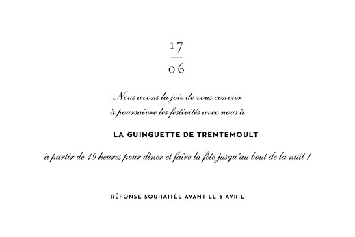 Carton d'invitation mariage Esquisse fleurie blanc - Verso Carton d'invitation mariage Esquisse fleurie blanc - Verso