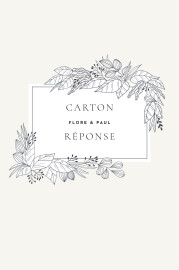 Carton réponse mariage Esquisse fleurie (portrait) blanc