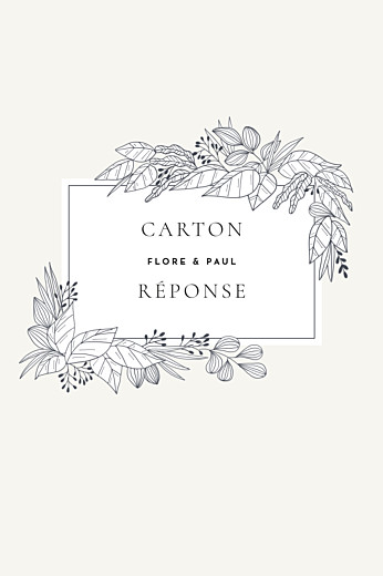 Carton réponse mariage Esquisse fleurie (portrait) blanc - Recto