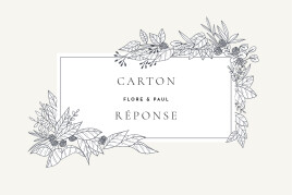 Carton réponse mariage Esquisse fleurie blanc