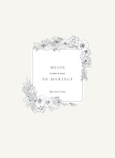 Couverture livret de messe mariage Esquisse fleurie blanc