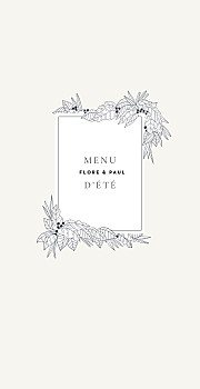 Menu de mariage esquisse fleurie blanc Menu de mariage esquisse fleurie blanc
