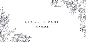 Marque-place mariage Esquisse fleurie blanc