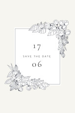 Save the Date Esquisse fleurie blanc