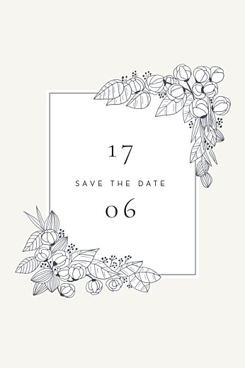 Save the Date Esquisse fleurie blanc - Page 1