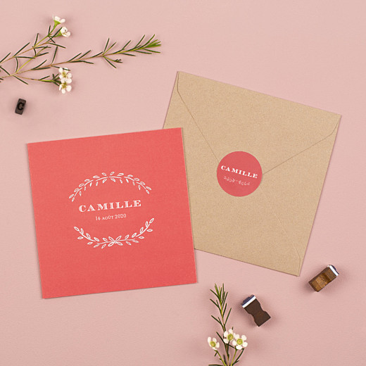 Stickers pour enveloppes naissance Poème rose - Gamme