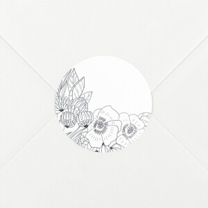 Stickers pour enveloppes mariage Esquisse fleurie blanc