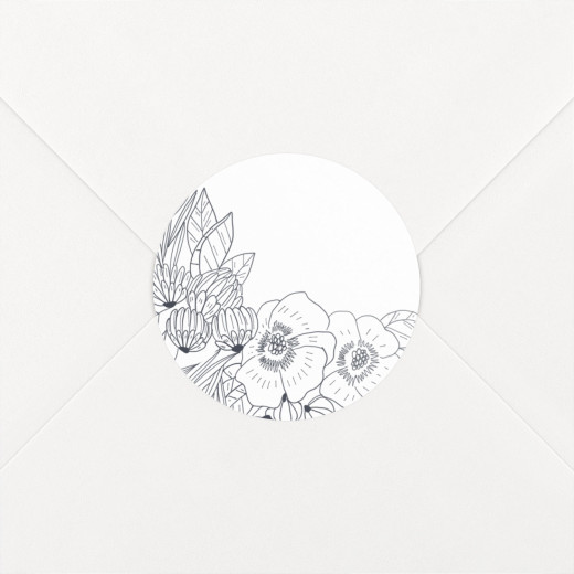 Stickers pour enveloppes mariage Esquisse fleurie blanc - Vue 1 Stickers pour enveloppes mariage Esquisse fleurie blanc - Vue 1