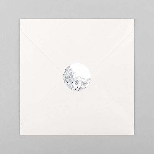 Stickers pour enveloppes mariage Esquisse fleurie blanc - Vue 1