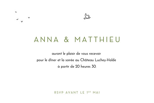 Carton d'invitation mariage Promesse bohème blanc - Verso Carton d'invitation mariage Promesse bohème blanc - Verso