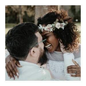Carte de remerciement mariage Promesse bohème (4 pages) blanc