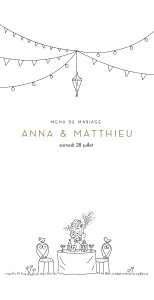 Menu de mariage Promesse bohème blanc Menu de mariage Promesse bohème blanc