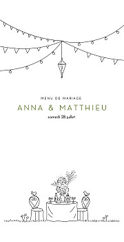 Menu de mariage promesse bohème blanc Menu de mariage promesse bohème blanc