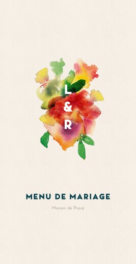 Menu de mariage Bloom beige - Page 1 Menu de mariage Bloom beige - Page 1