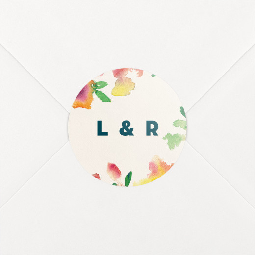 Stickers pour enveloppes mariage Bloom beige - Vue 1