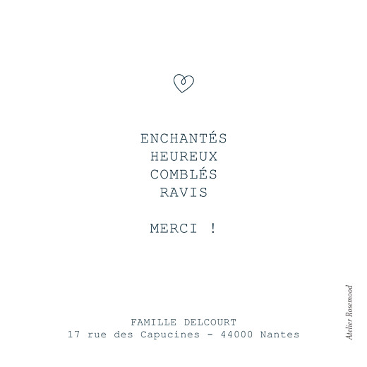 Carte de remerciement Petits mots doux photo blanc - Verso Carte de remerciement Petits mots doux photo blanc - Verso