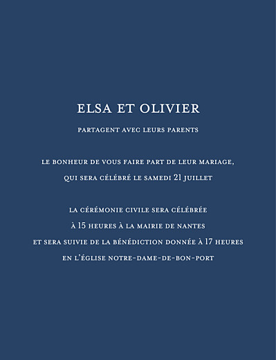 Faire-part de mariage Chic (portrait) bleu Faire-part de mariage Chic (portrait) bleu