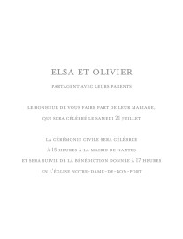 Faire-part de mariage Chic (portrait) blanc