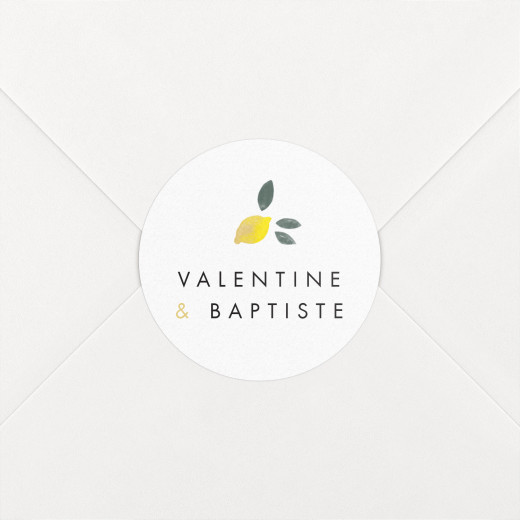 Stickers pour enveloppes mariage Palermo jaune et blanc - Vue 1