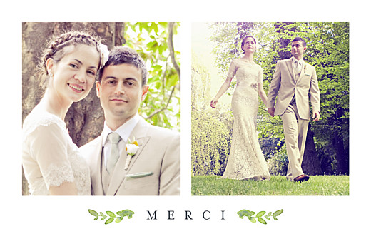 Carte de remerciement mariage Canopée vert - Recto Carte de remerciement mariage Canopée vert - Recto