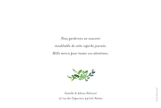 Carte de remerciement mariage Canopée vert - Verso Carte de remerciement mariage Canopée vert - Verso