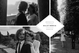 Carte de remerciement mariage Écusson 4 photos paysage blanc Carte de remerciement mariage Écusson 4 photos paysage blanc
