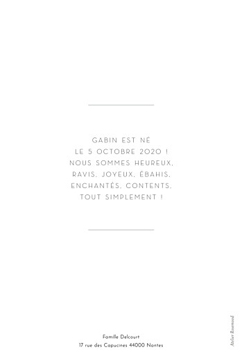 Faire-part de naissance Galerie pleine page (dorure) Blanc - Verso Faire-part de naissance Galerie pleine page (dorure) Blanc - Verso