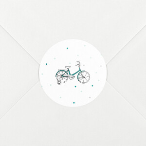 Stickers pour enveloppes naissance À bicyclette vert