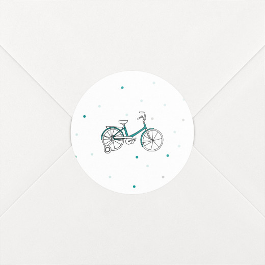 Stickers pour enveloppes naissance À bicyclette vert - Vue 1