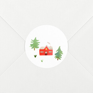 Stickers pour enveloppes vœux Forêt de sapins vert rouge