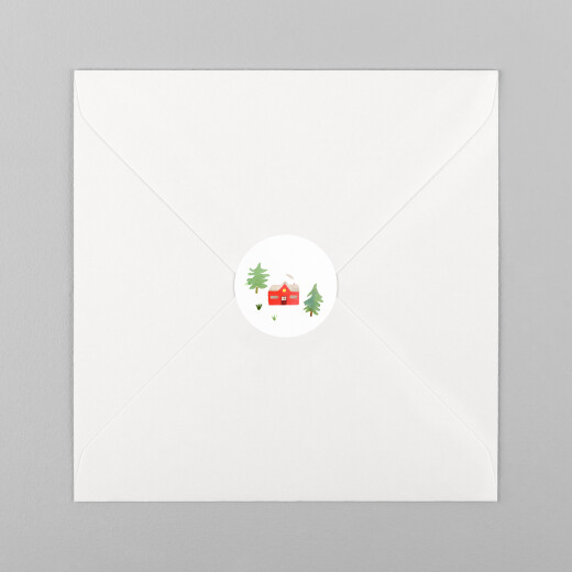 Stickers pour enveloppes vœux Forêt de sapins vert rouge - Vue 2