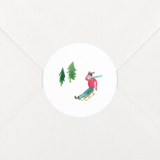 Stickers pour enveloppes vœux Piste verte luge