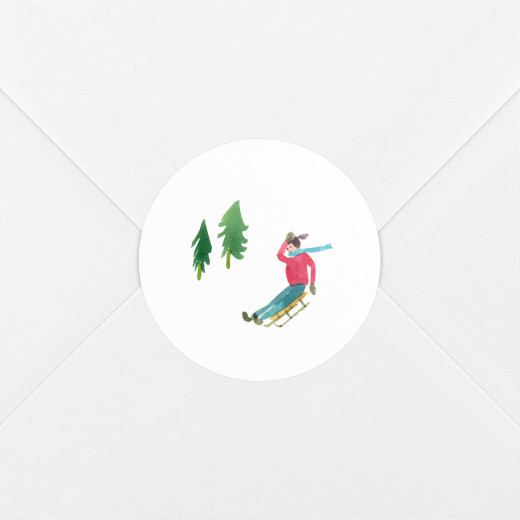 Stickers pour enveloppes vœux Piste verte luge - Vue 1 Stickers pour enveloppes vœux Piste verte luge - Vue 1