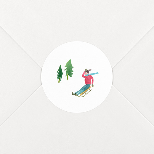 Stickers vœux Piste verte luge - Vue 2 Stickers vœux Piste verte luge - Vue 2