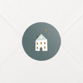 Stickers pour enveloppes vœux Village d'hiver sapin