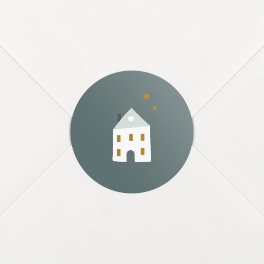 Stickers pour enveloppes vœux Village d'hiver sapin - Vue 1