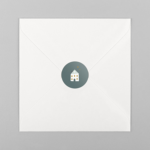 Stickers pour enveloppes vœux Village d'hiver sapin - Vue 1