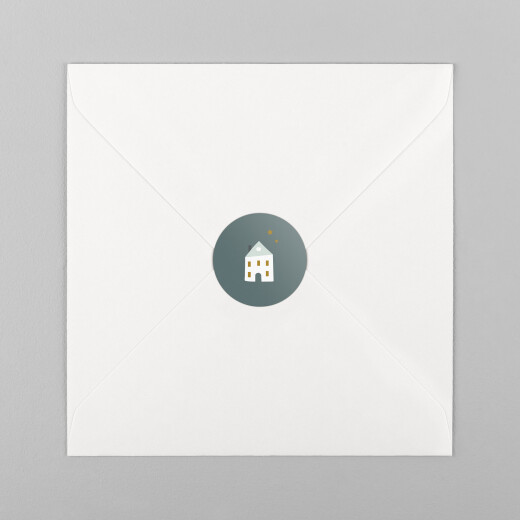 Stickers pour enveloppes vœux Village d'hiver sapin - Vue 2 Stickers pour enveloppes vœux Village d'hiver sapin - Vue 2