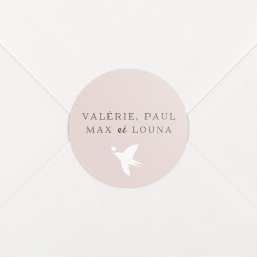 Stickers pour enveloppes vœux Village d'hiver rose - Vue 1
