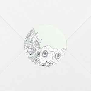 Stickers pour enveloppes naissance Esquisse fleurie vert